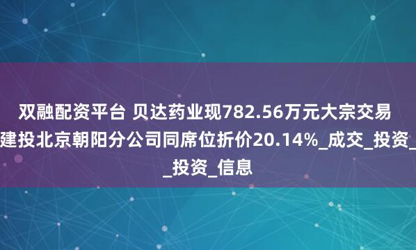 双融配资平台 贝达药业现782.56万元大宗交易 中信建投北京朝阳分公司同席位折价20.14%_成交_投资_信息